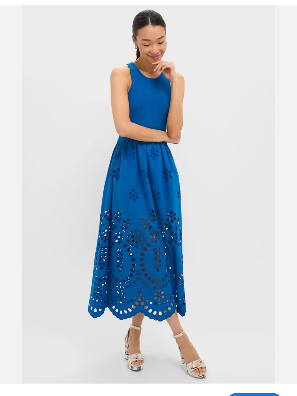 SAYLOR Cobalt Blue Laser-Cut Maxi Skirt